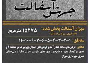 آسفالت بیش از ۱۵۰۰۰ مترمربع معابر در هفته هفتاد و نهم در شیراز