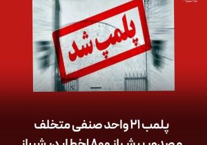 پلمب ۲۱ واحد صنفی متخلف و صدور بیش از ۸۰۰ اخطار در شیراز