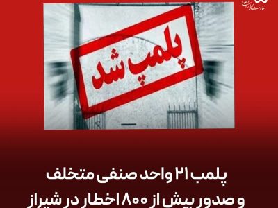 پلمب ۲۱ واحد صنفی متخلف و صدور بیش از ۸۰۰ اخطار در شیراز