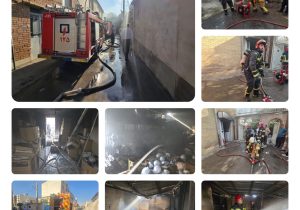 مهار آتشسوزی انبار غیرمجاز لوازم برقی در خیابان قاآنی شمالی شیراز