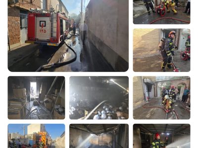 مهار آتشسوزی انبار غیرمجاز لوازم برقی در خیابان قاآنی شمالی شیراز