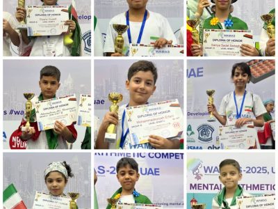 درخشش ۹ دانشآموز فارس در مسابقات جهانی محاسبات ذهنی امارات ۲۰۲۵؛ ایران قهرمان جهان شد