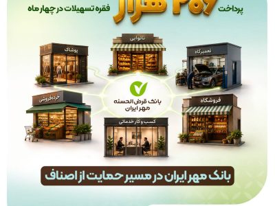 پرداخت ۲۰۶ هزار فقره وام قرضالحسنه به اصناف توسط بانک مهر ایران